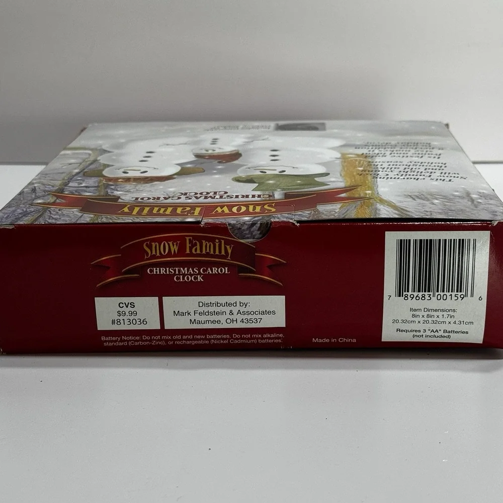 Mark Feldstein Snow Family Musical Christmas Carol Clock 12 Songs Dark Sensor